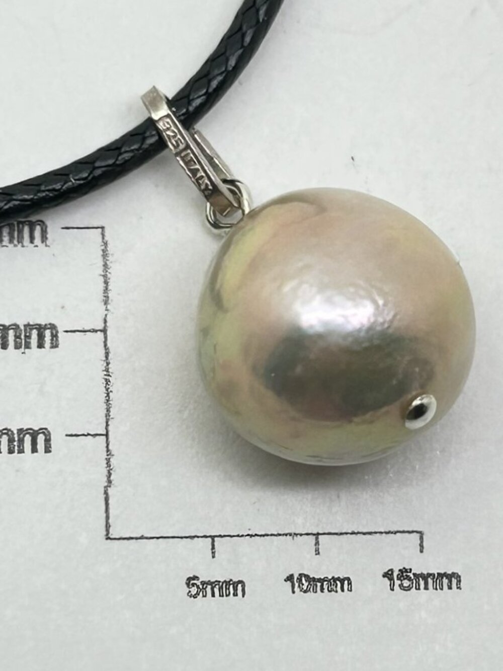 Natural Nucleated Freshwater Edison Pearl Silver Charm.